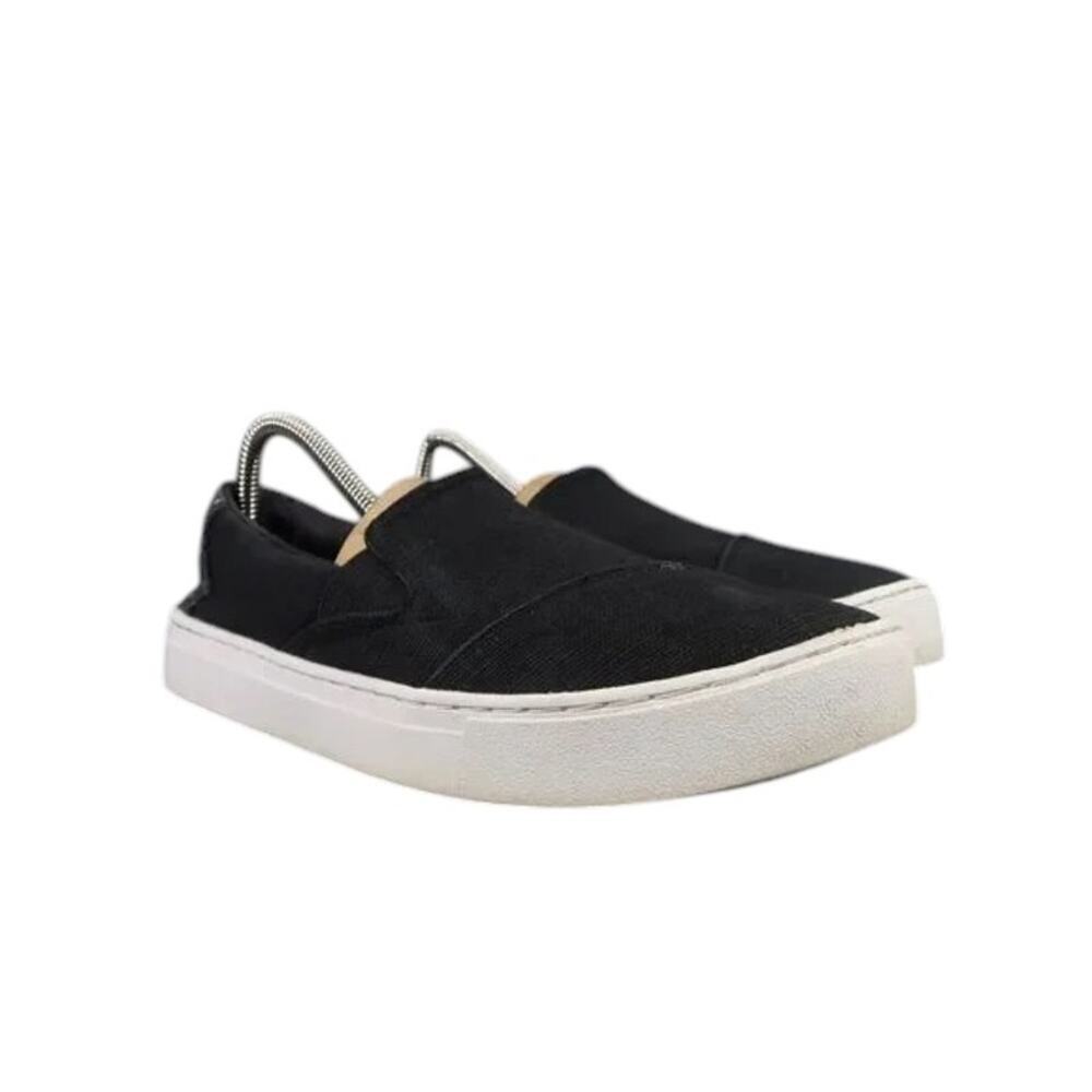 Toms Shoes Womens 8 Sneakers Slip On Casual Devon Canvas Black Comfort Active